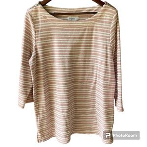 Liz Claiborne Women's Top, Pink/White Striped, Size XL, Textured, Zipper Accents